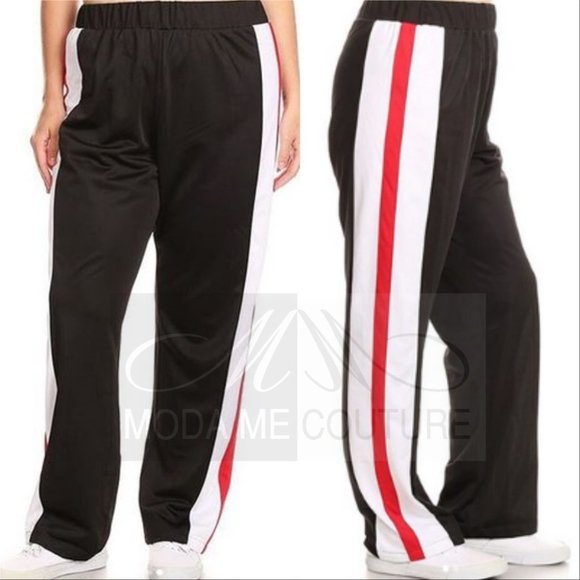 PLUS SIZE SIDE STRIPE PANTS - Picture 1 of 3